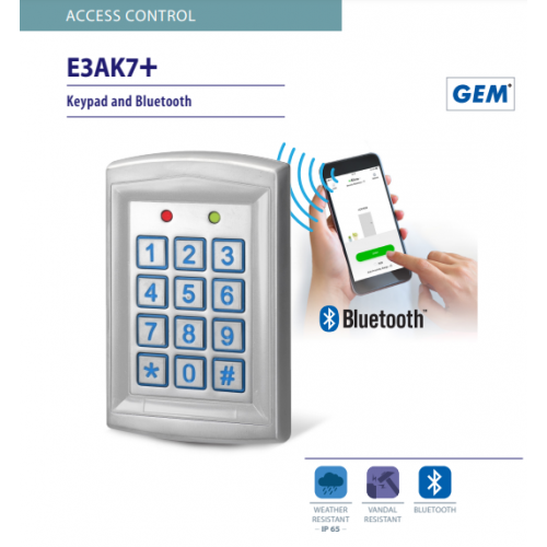 ICS (E3AK7) IP65 Backlit Keypad and Bluetooth w/ Built in tamper alarm and buzzer (85dB)