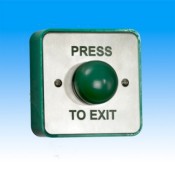 EBGBWOC02/PTE, Standard S/S Plate & Large Green Dome Button - Press to Exit