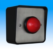 EBRBWC02, Red Domed Button with Collar - Stainless Steel Plate
