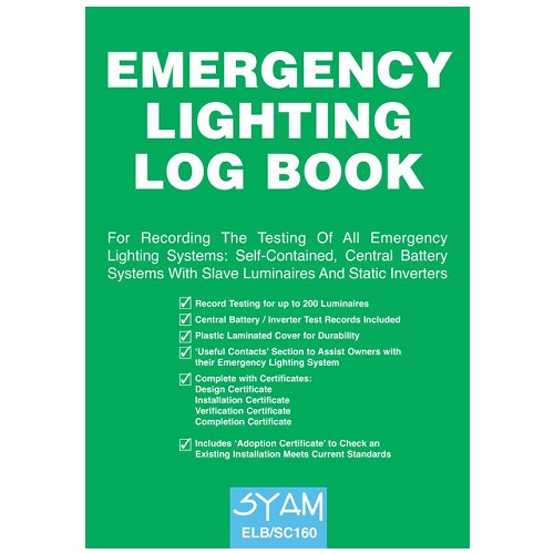 SYAM (ELB/SC160) Emergency Lighting Log Book, A4 Format