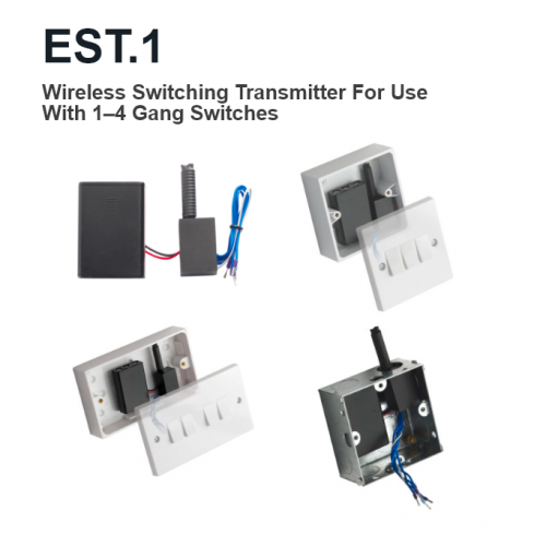 EST.1, Wireless Wall-Switching Transmitter For Use With 1–4 Gang Switches