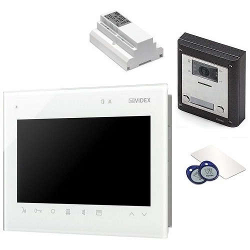 Videx, ESVKX-2/KRV782W, 2 Wire Videokit - 2 Button/Flush Mount W/ 7" Monitor