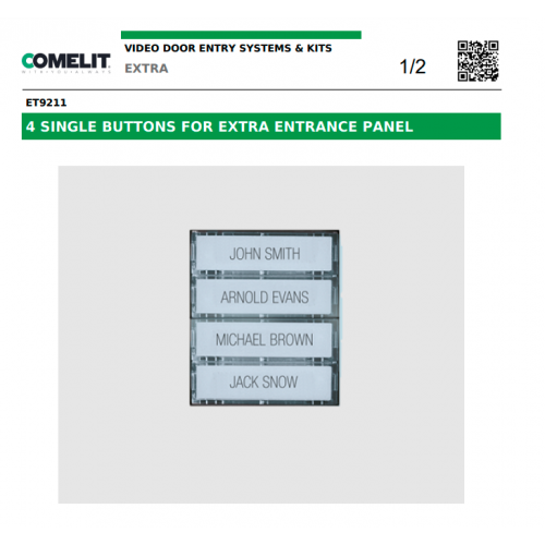 COMELIT (ET9211) 4 SINGLE BUTTONS FOR EXTRA ENTRANCE PANEL