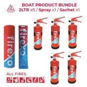 FIREXO-BOATPACK, BOAT PACK incl. 5x 2LTR EXTINGUISHER, 1 X SPRAY, 1 X SACHET