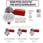 IGS/TW, Ignis Fire Rated Downlight Steel GU10 Tilt White (Other Options available on Request)