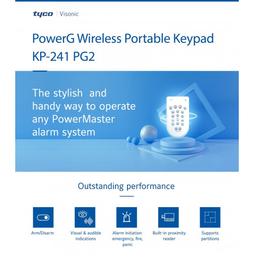 0-103872, KP241 PG2 Two Way Keypad Power-Master Tactile  with Tag Option (Power G)
