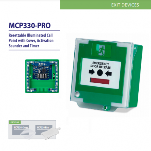 MCP330-PRO, Resettable Illuminated Call Point with Cover, Activation Sounder and Timer