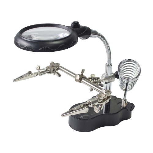 Am-Tech (S2885) Helping Hand Magnifier Set and Soldering Stand With Led