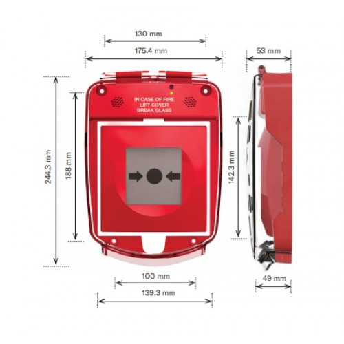 Vimpex, SG2-F-R, Smart+Guard II Flush Mounting Red