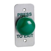 SSP, SPB004NF, Narrow Style S/S Green Dome Flush Mount Exit Button