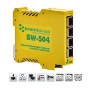 Brainboxes SW-504, Industrial Ethernet 4 Port Switch DIN Rail Mountable