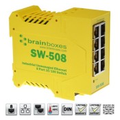 Brainboxes SW-508, Industrial Ethernet 8 Port Switch DIN Rail Mountable