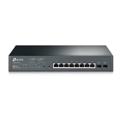 T1500G-10MPS, JetStream 8-Port Gigabit Smart PoE+ Sw w/ 2 SFP Slots