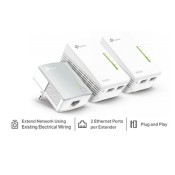 TP-Link, TL-WPA4220 TKIT, AV600 Powerline 600 Wi-Fi Booster 2 LAN, 3 Units