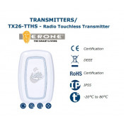 CDVI, TX26-TTHS-W, 1-channel radio touchless transmitter, white