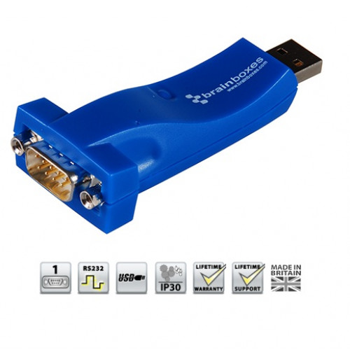 Brainboxes US-101, 1 Port RS232 USB to Serial Adapter