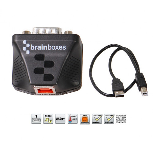 Brainboxes US-235, Ultra 1 Port RS232 USB to Serial Adapter