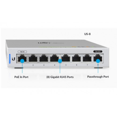 UniFi, US-8, 8-Port Fully Managed Gigabit Switch with POE