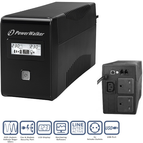 PowerWalker VI 650VA LCD/UK UPS (360W)