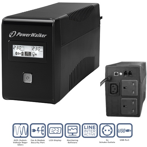 PowerWalker VI 850VA LCD/UK UPS (480W)